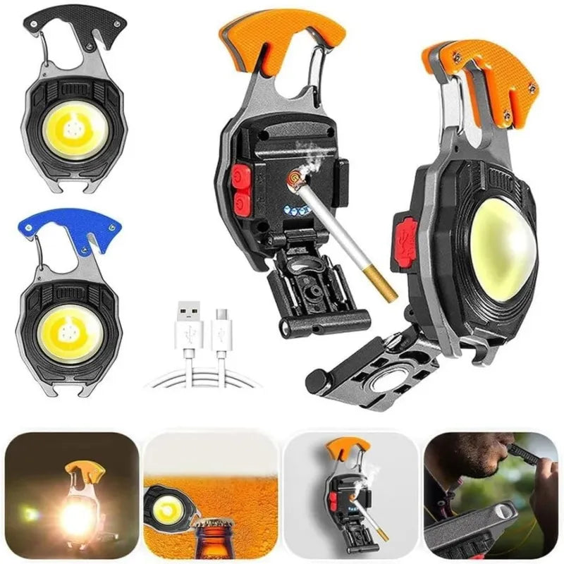 Rechargeable 7-in-1 Keychain Light with 500 Lumens and Magnetic Base Cosmia.pk
