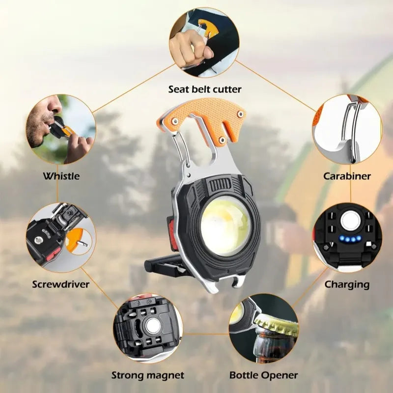 Rechargeable 7-in-1 Keychain Light with 500 Lumens and Magnetic Base Cosmia.pk