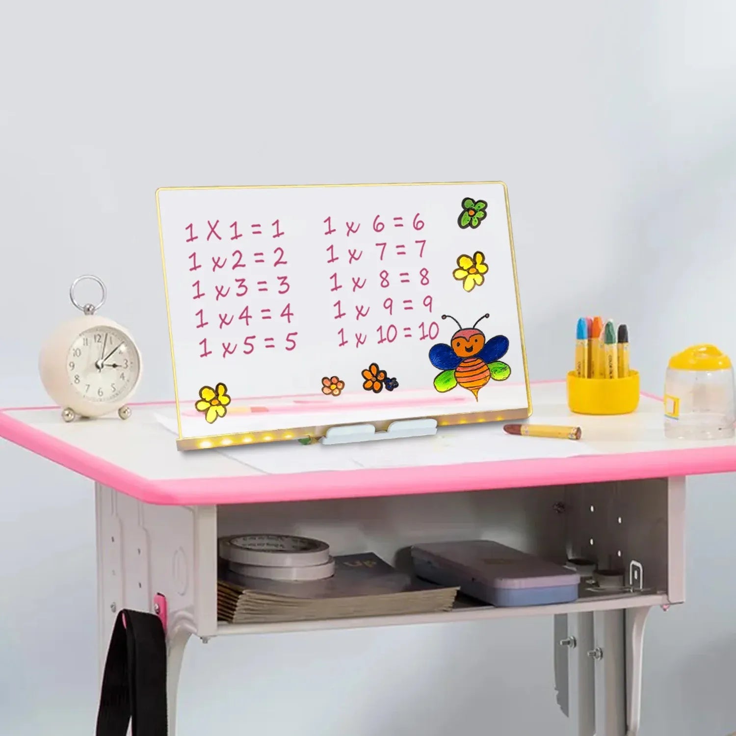 LED Acrylic Note Board with Colorful Marker Pens & Erasable Cleaning Cosmia.pk