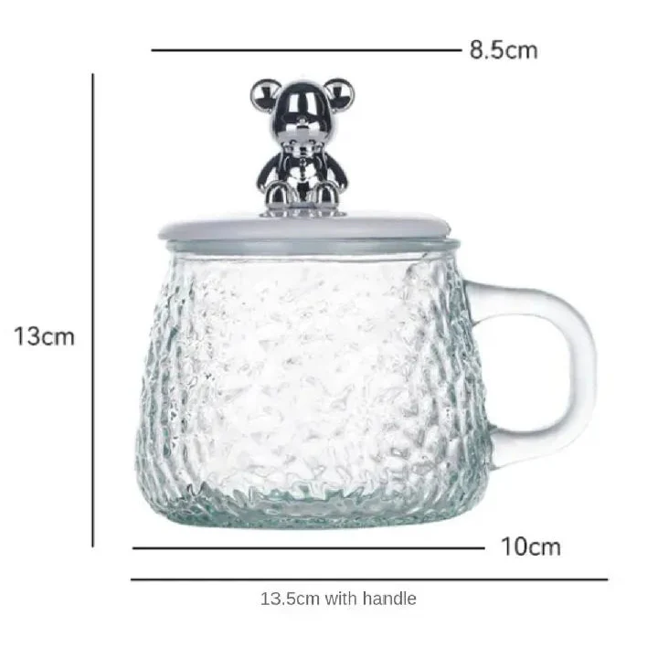 Cute Bear Hammered Glass Mug Cosmia.pk