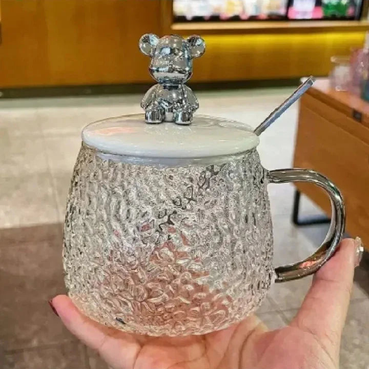 Cute Bear Hammered Glass Mug Cosmia.pk
