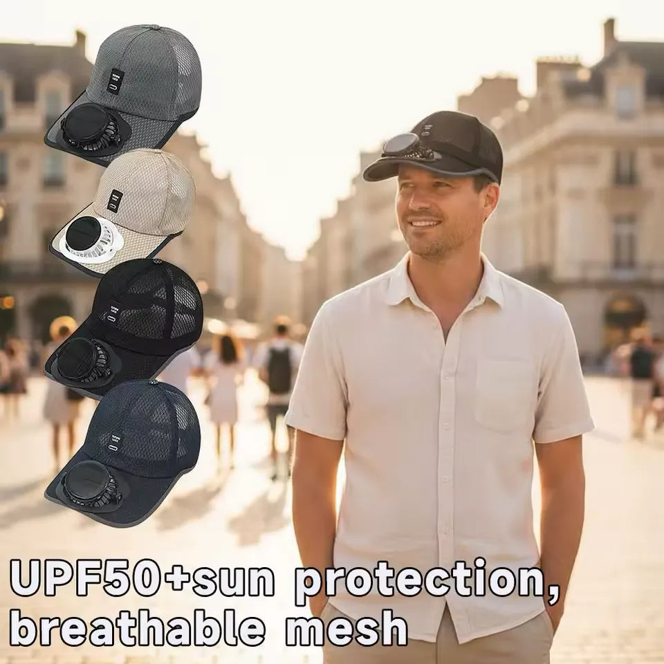 Sun Protection Breathable Mesh Hat with Cooling Fan Cosmia.pk