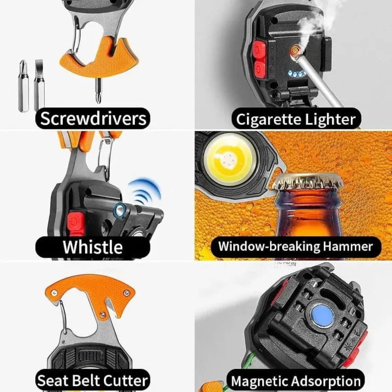 Rechargeable 7-in-1 Keychain Light with 500 Lumens and Magnetic Base Cosmia.pk