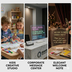 LED Acrylic Note Board with Colorful Marker Pens & Erasable Cleaning Cosmia.pk