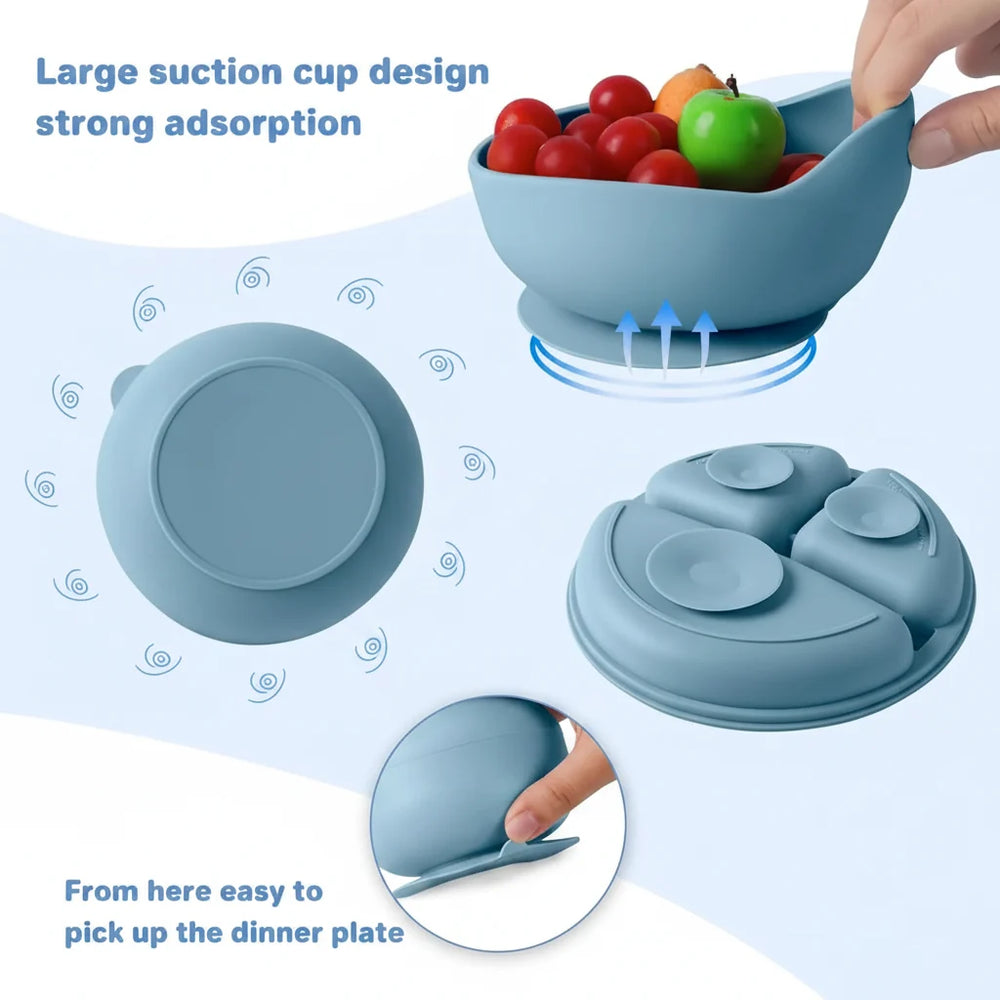 Anti-Slip Silicone Baby Feeding - 7 Piece Set Cosmia.pk