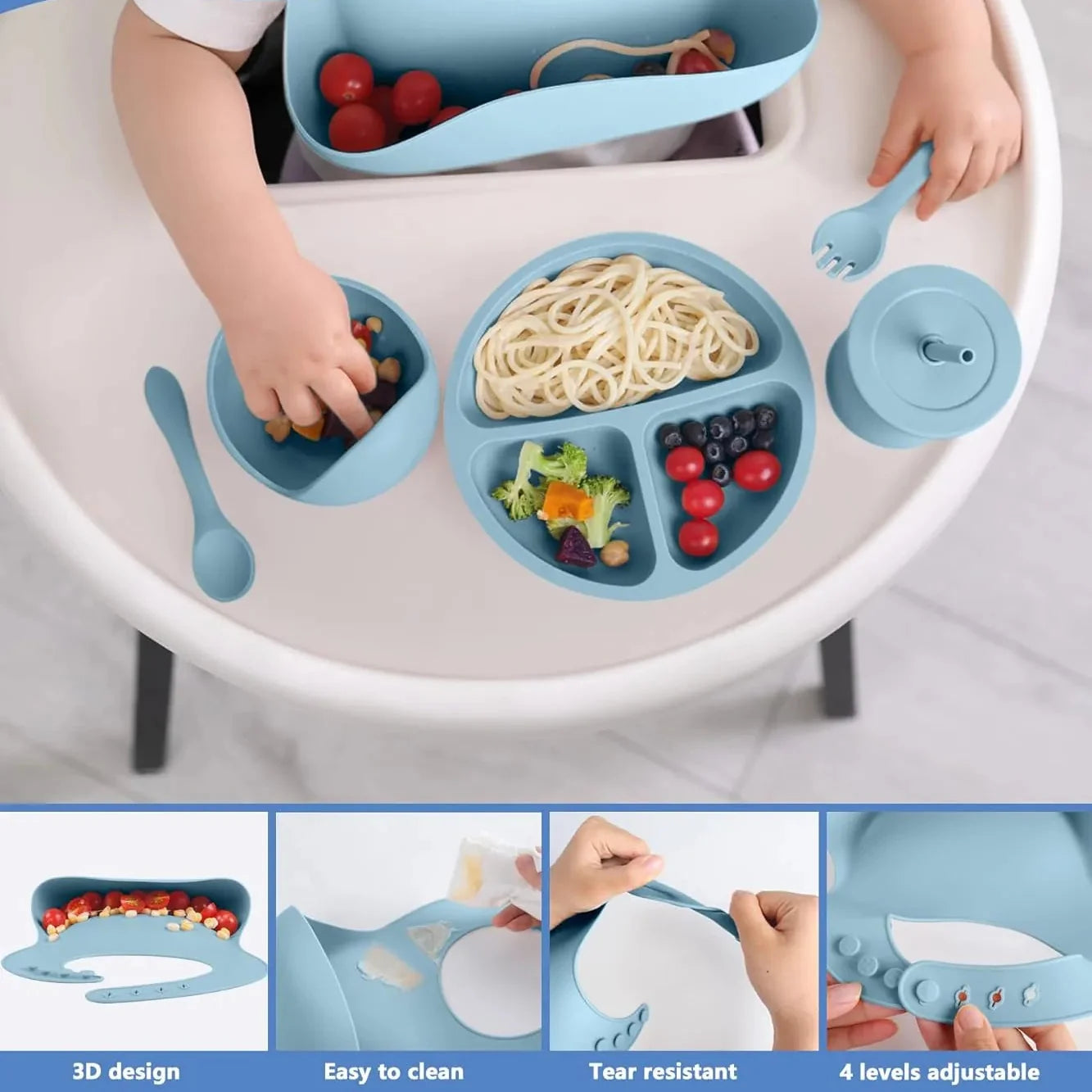 Anti-Slip Silicone Baby Feeding - 7 Piece Set Cosmia.pk