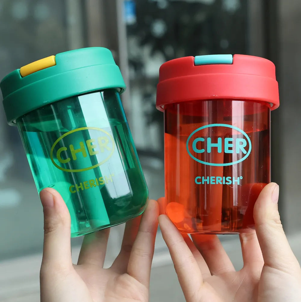 Cherish Colorful Leak Proof Water Bottle with Straw - Each Cosmia.pk