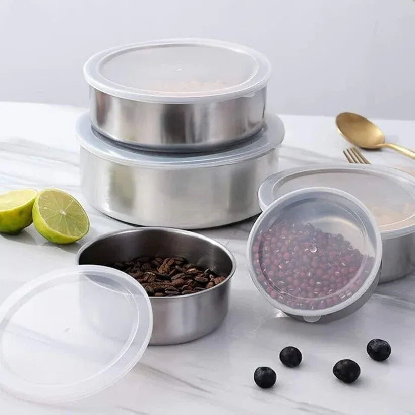 The Minimalist Stainless Steel Fresh Box Stack - Set of 5 Cosmia.pk