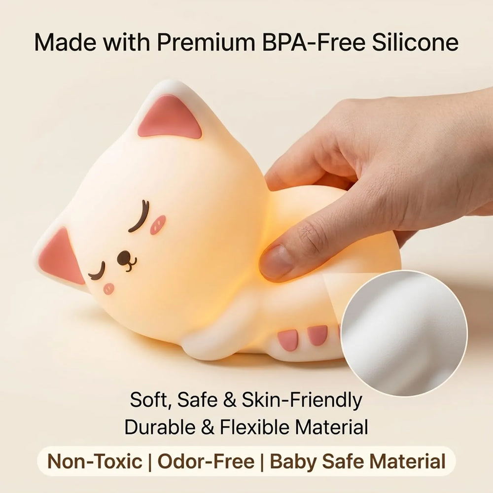 Cute Sleeping Cat Silicone LED Night Light Cosmia.pk