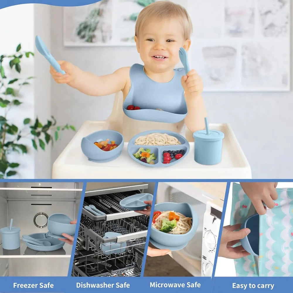 Anti-Slip Silicone Baby Feeding - 7 Piece Set Cosmia.pk