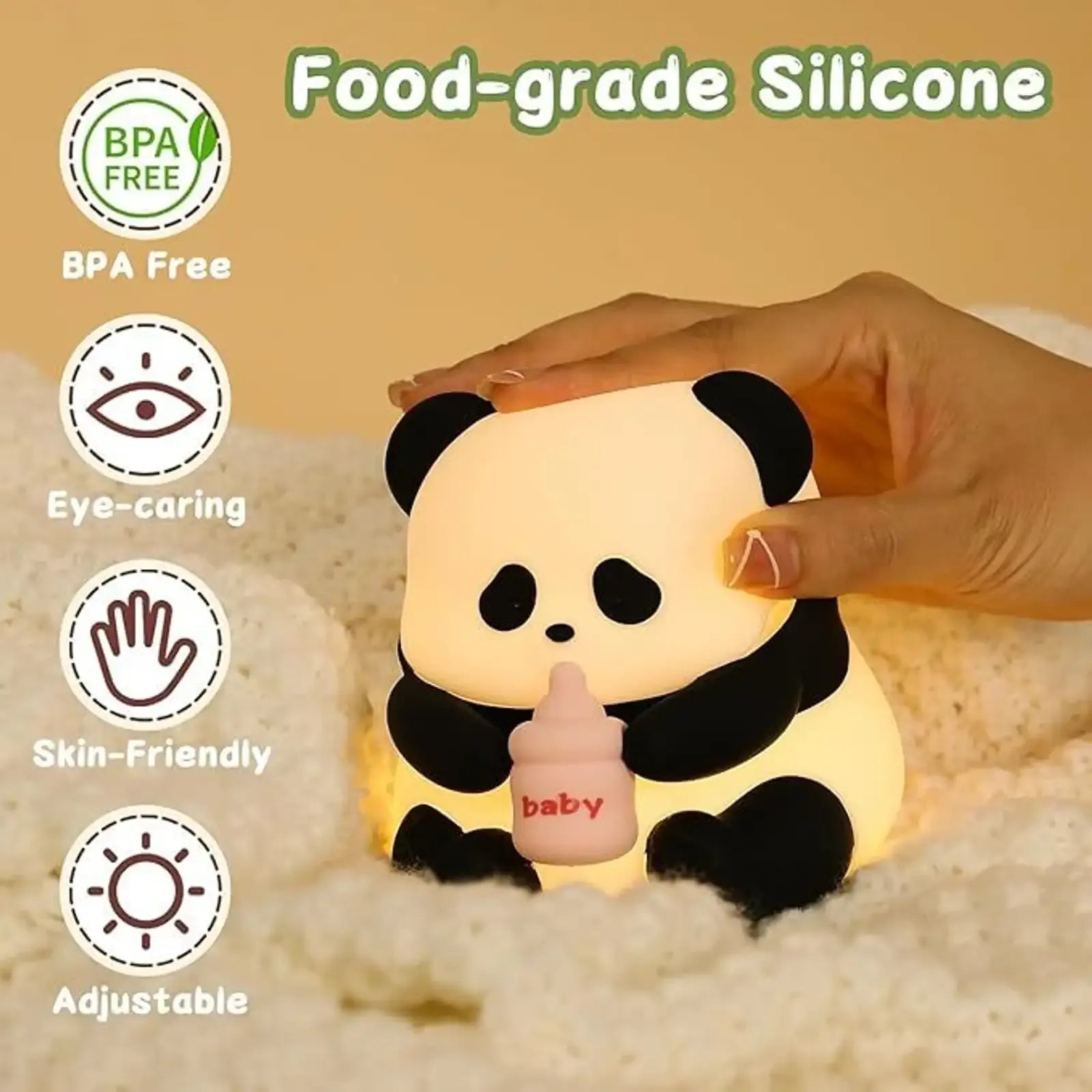 Cute Panda silicone Night Light chargeable lamp Cosmia.pk