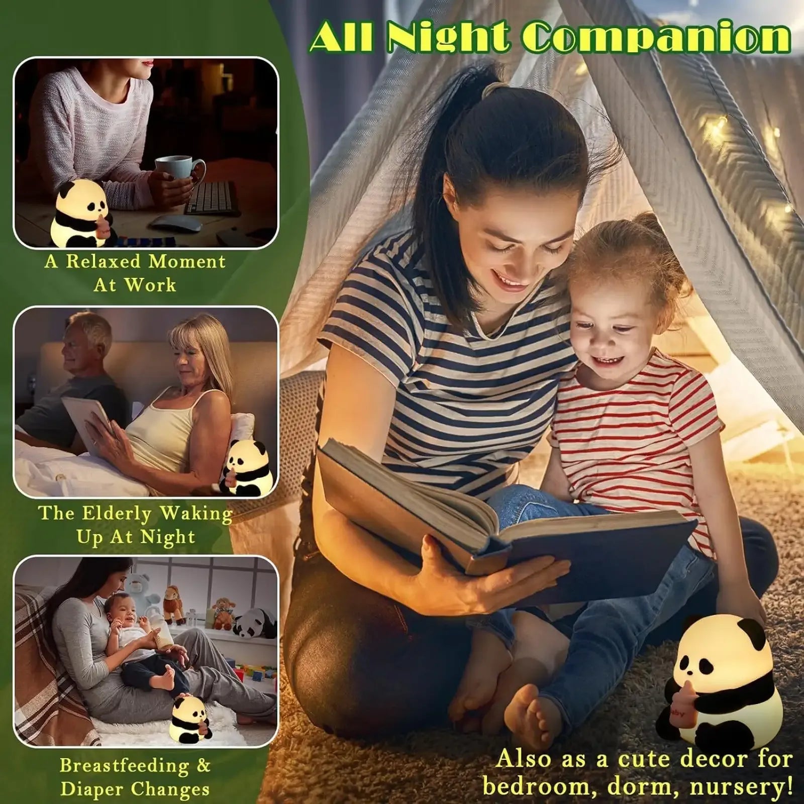Cute Panda silicone Night Light chargeable lamp Cosmia.pk