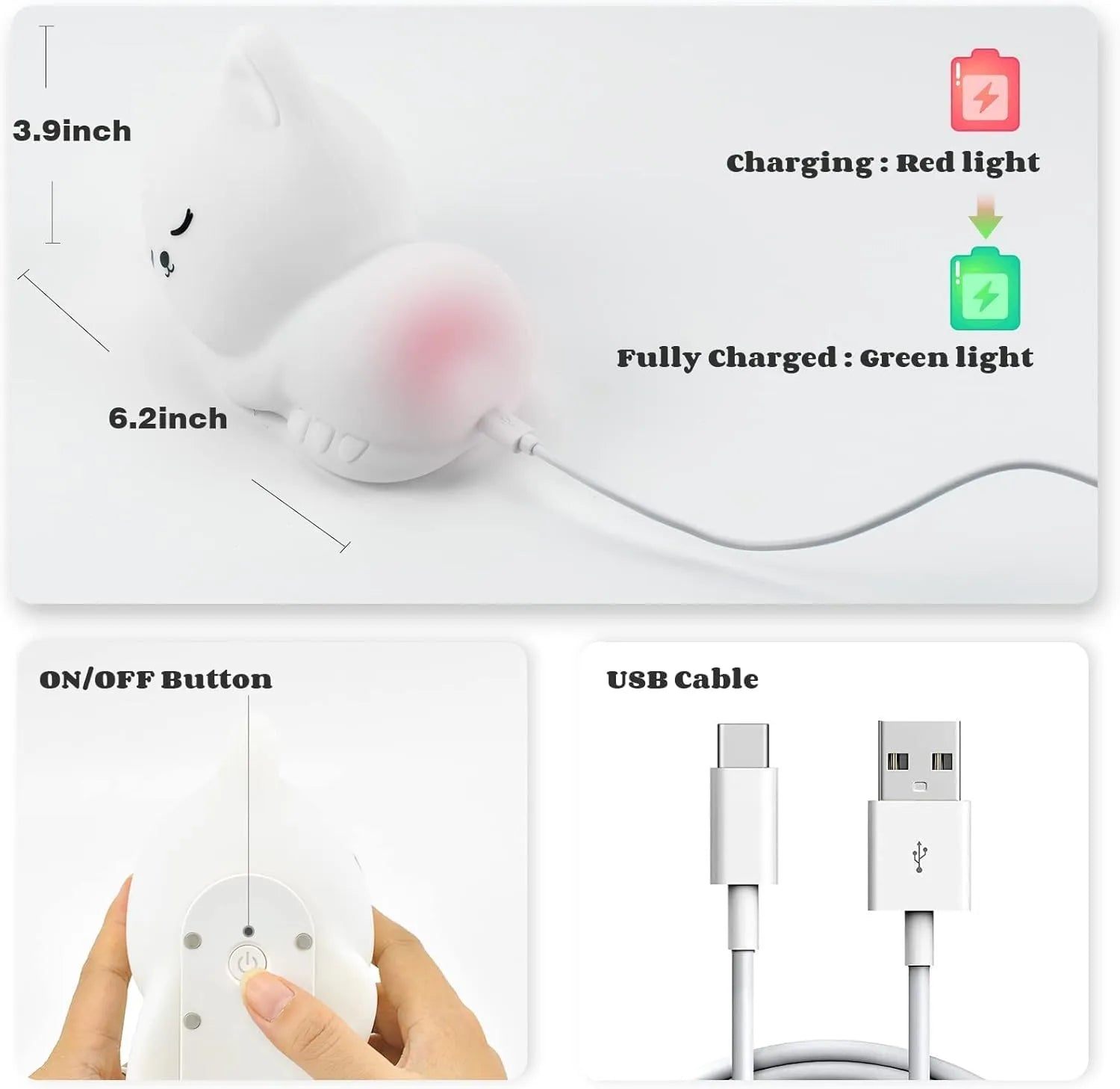 Cute Sleeping Cat Silicone LED Night Light Cosmia.pk