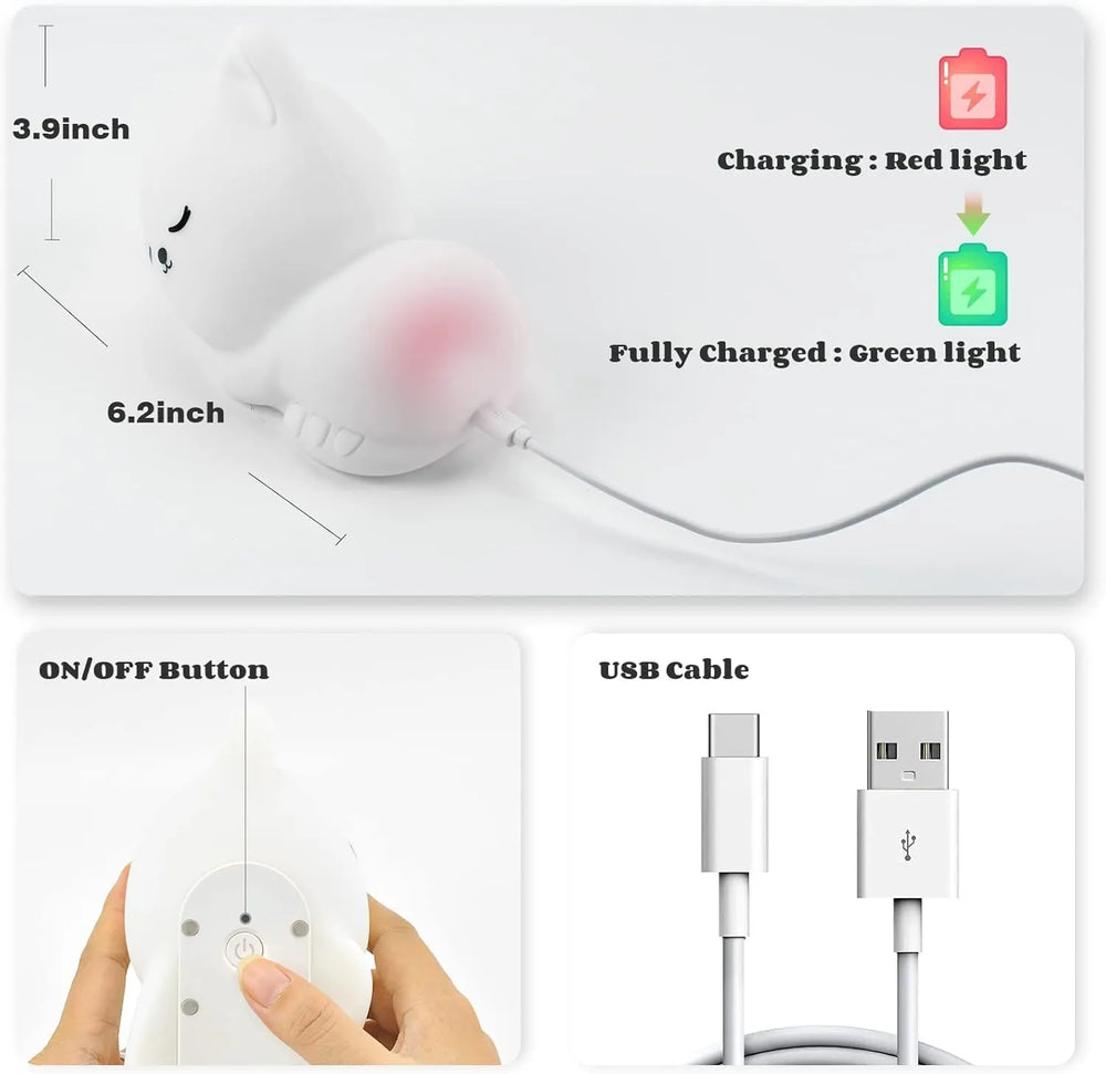 Cute Sleeping Cat Silicone LED Night Light Cosmia.pk