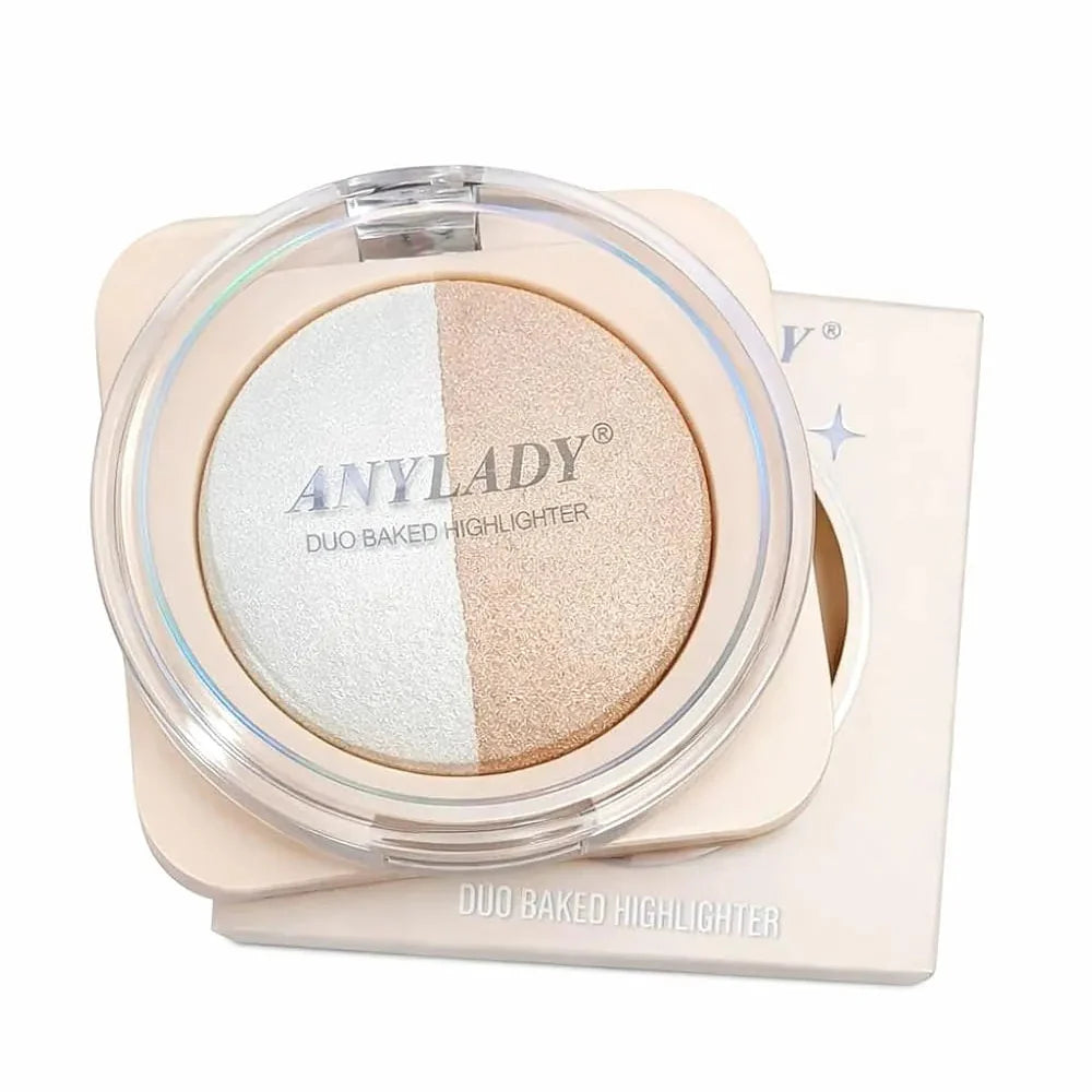 ANYLADY Duo Baked Highlighter Compact – 2-in-1 Shimmer & Glow Powder ANYLADY