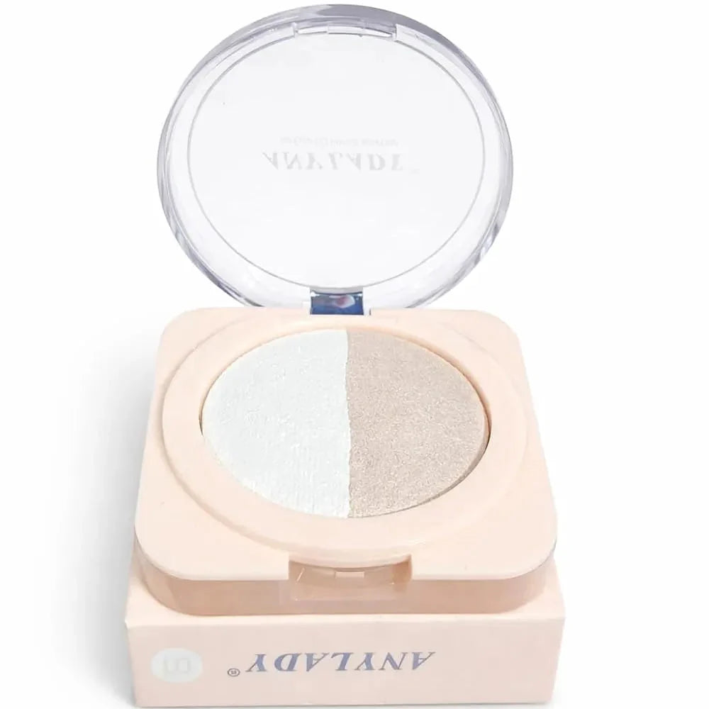 ANYLADY Duo Baked Highlighter Compact – 2-in-1 Shimmer & Glow Powder ANYLADY