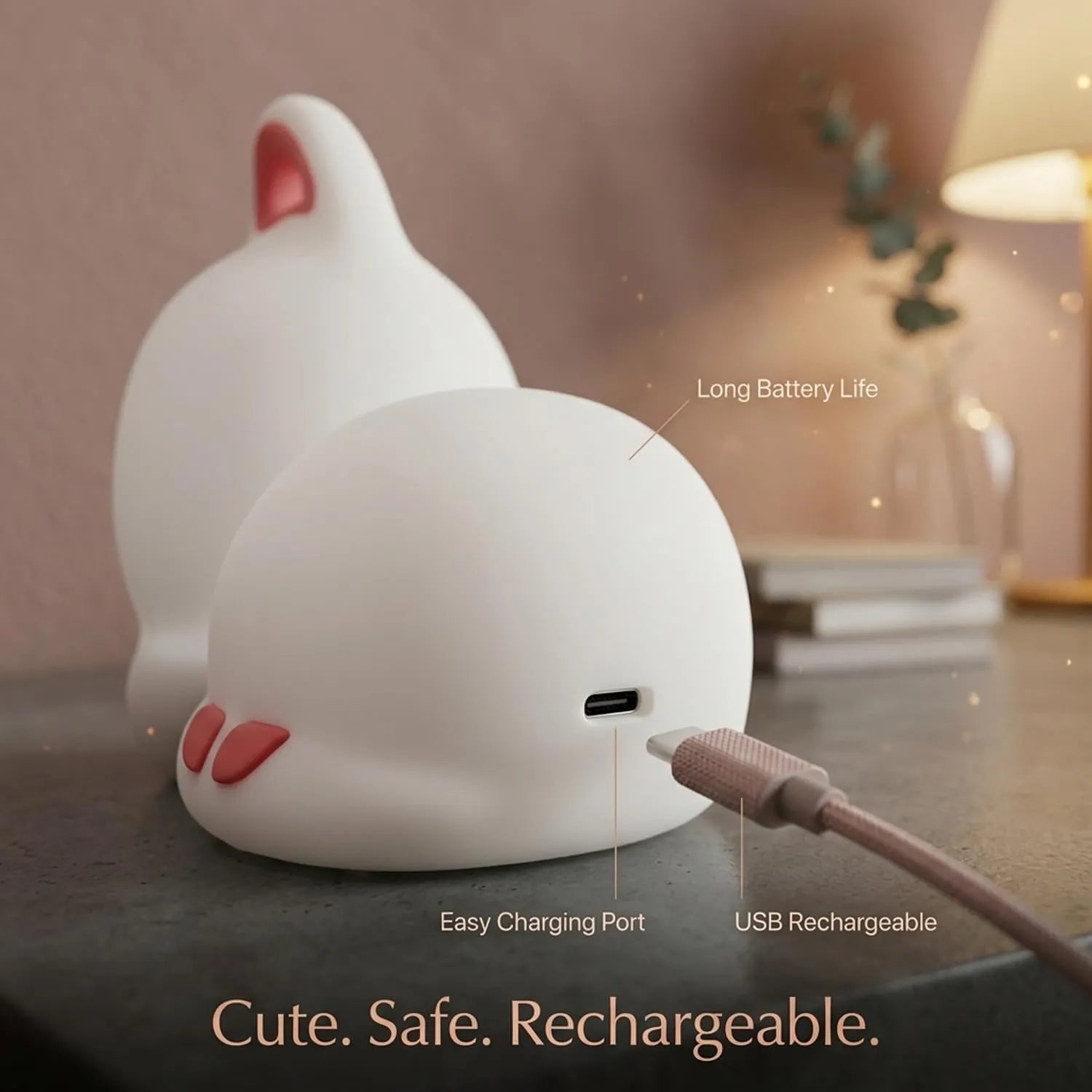 Cute Sleeping Cat Silicone LED Night Light Cosmia.pk
