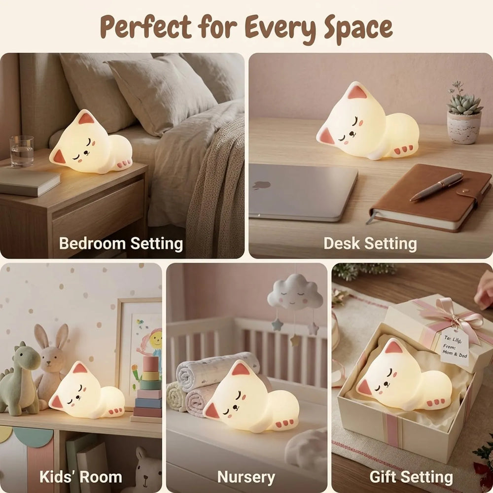Cute Sleeping Cat Silicone LED Night Light Cosmia.pk