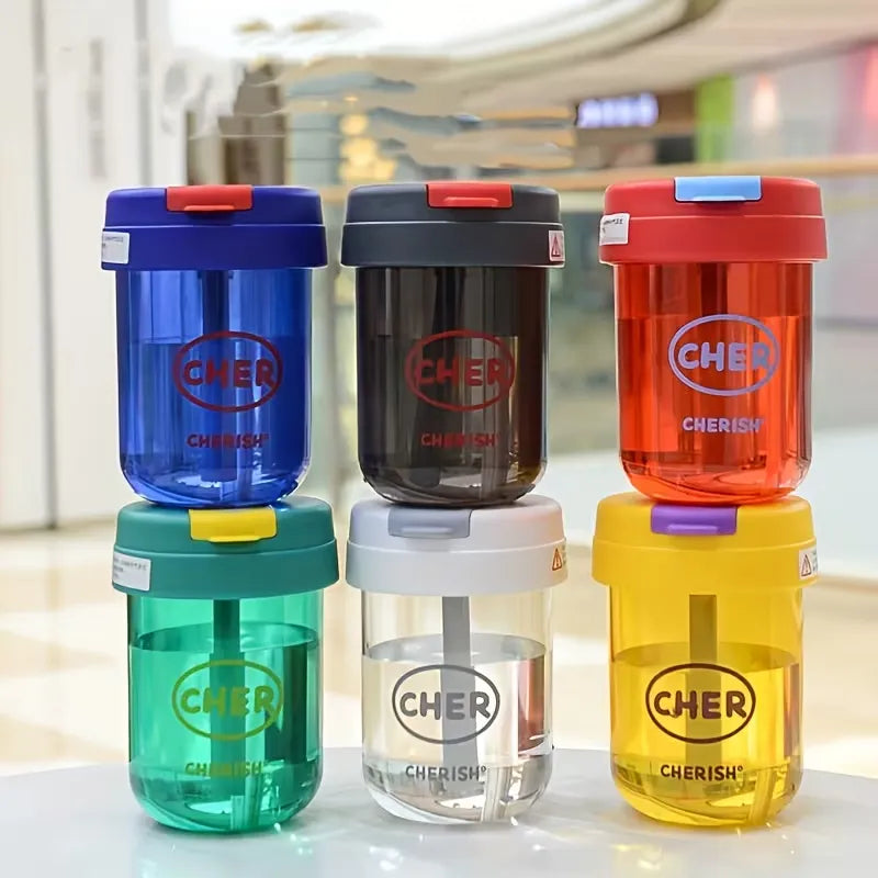 Cherish Colorful Leak Proof Water Bottle with Straw - Each Cosmia.pk