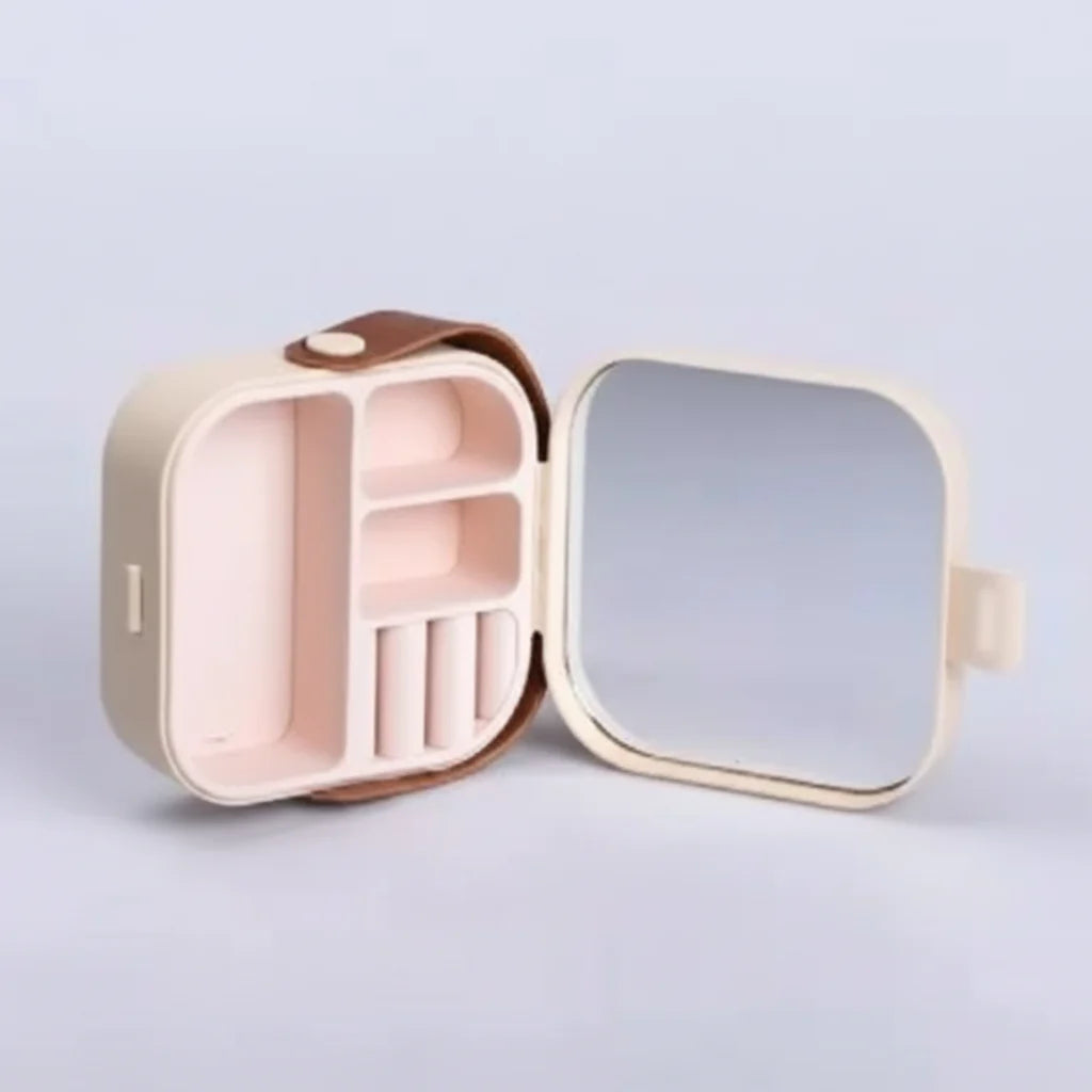 Mini Portable Travel Jewelry Box Organizer with Mirror Cosmia.pk