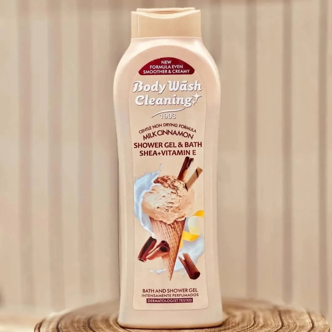 Milk Cinnamon Cleaning Body Wash – Gentle Shower Gel & Bath with Shea Body Wash