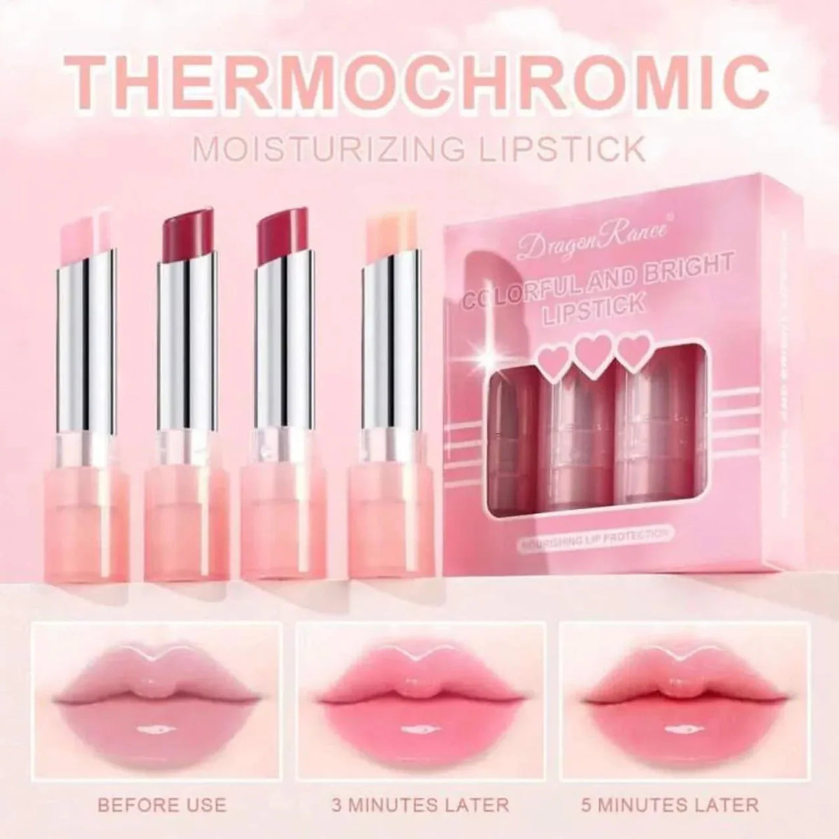 Dragon Ranee Color Changing Lipstick Set - 4Pcs Dragon Ranee