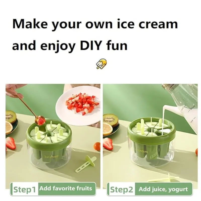 Plastics Ice Cream Mold - 8-Cavity DIY Popsicle Tray for Homemade Cosmia.pk