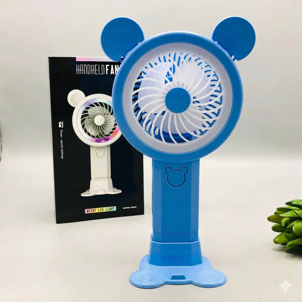 Rechargeable Handheld Fan with LED Night Light Cosmia.pk