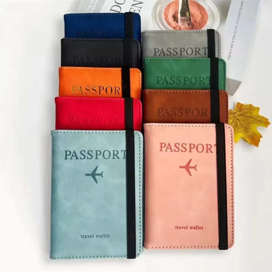 Faux Leather Passport Holder Cover and Travel Wallet with Elastic Band Cosmia.pk
