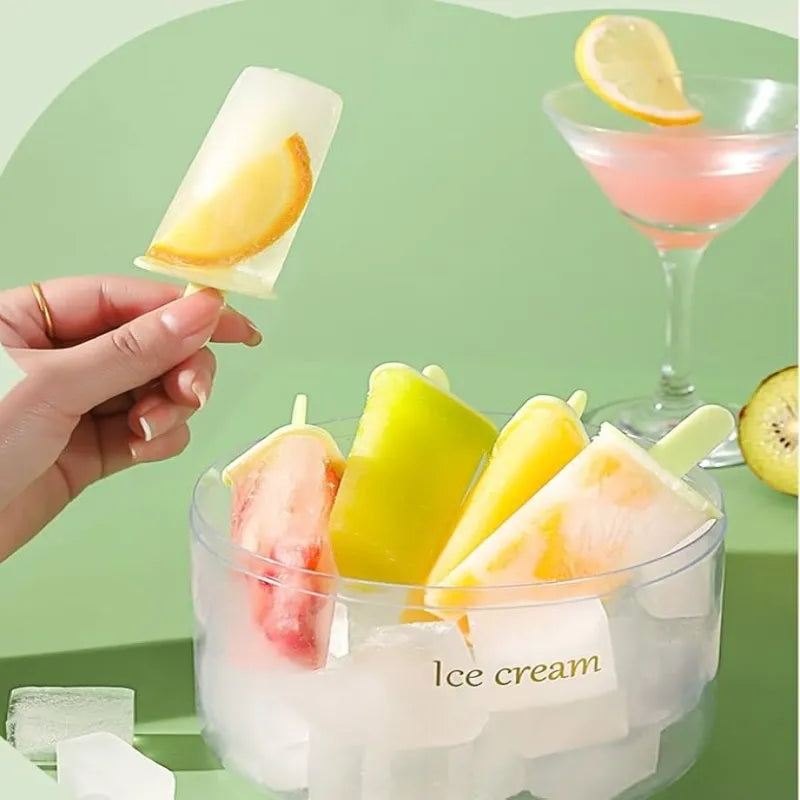Plastics Ice Cream Mold - 8-Cavity DIY Popsicle Tray for Homemade Cosmia.pk