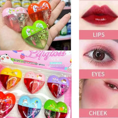 Mocallure Heart-Shaped Dual Lip Gloss & Glitter Pack - 6 Pcs Mocallure