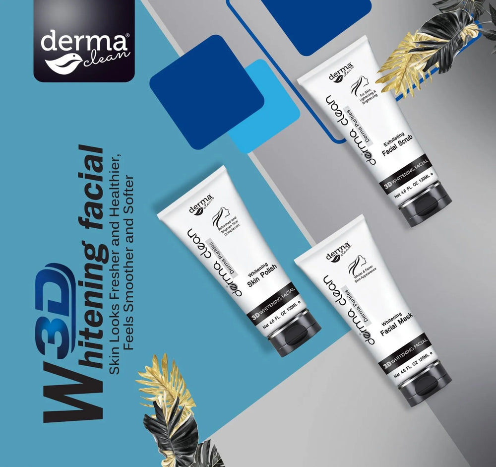 Derma Clean 3D Whitening Facial Kit 6 Pcs - 120ml Each Derma Clean