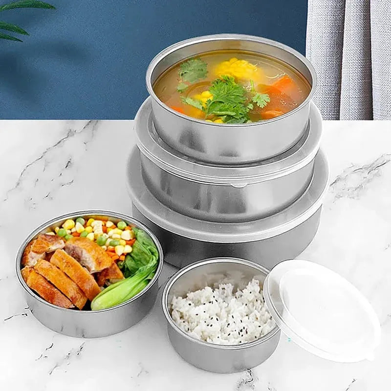The Minimalist Stainless Steel Fresh Box Stack - Set of 5 Cosmia.pk