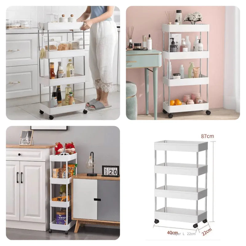 Slim Slide-Out Rolling Storage Cart Organizer with Wheels Cosmia.pk