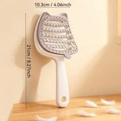 Cute Cat-Eared Hollow Out Detangling Hair Brush with Removable Base Cosmia.pk