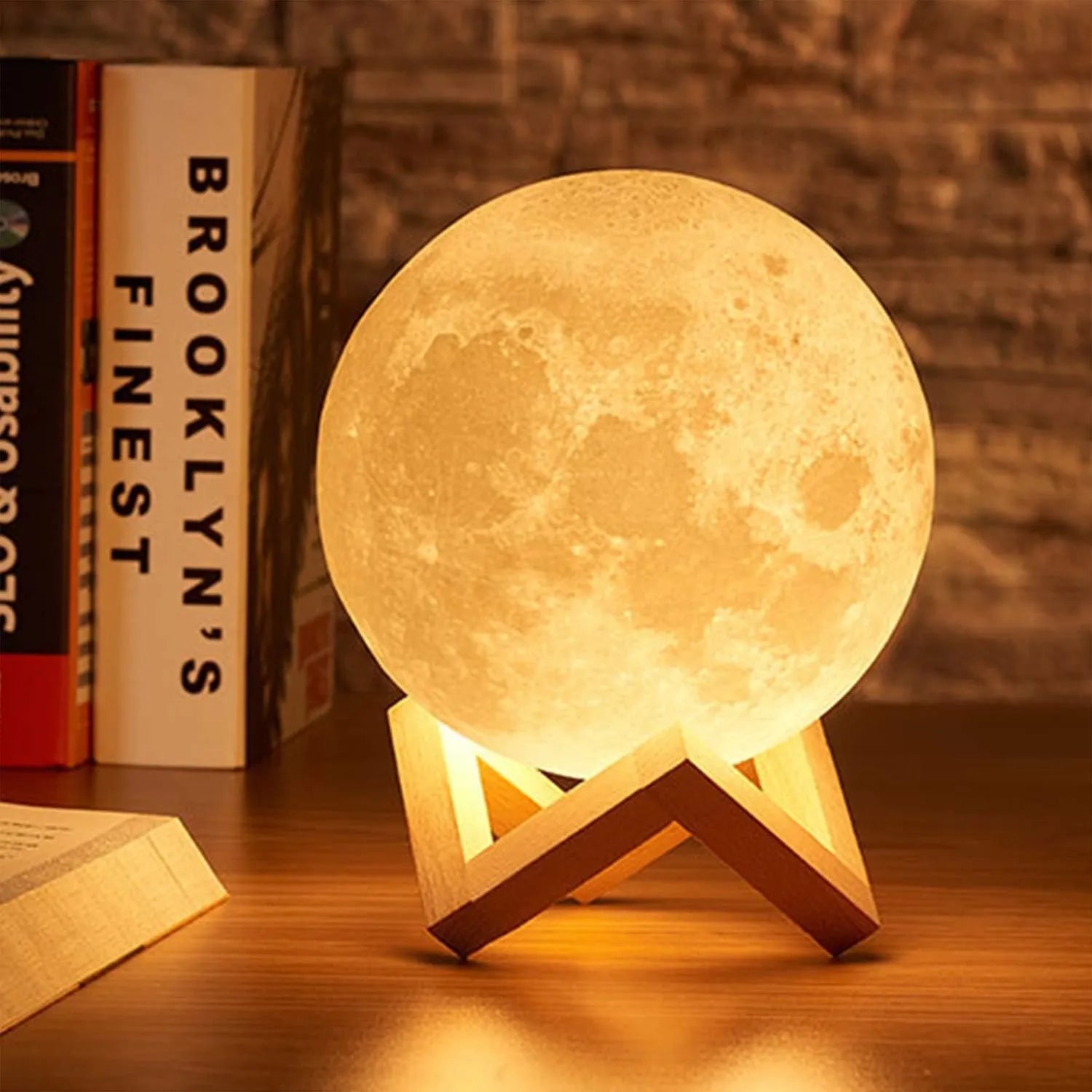 3D Moon Lamp Night Light with Wooden Stand Cosmia.pk