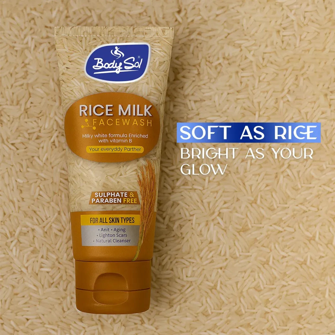 Body Sol Brightening Rice Milk Facewash - 100ml Body Sol