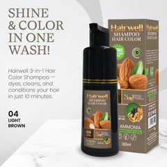 Hairwell Light Brown Shampoo Hair Color – 160ml Hairwell