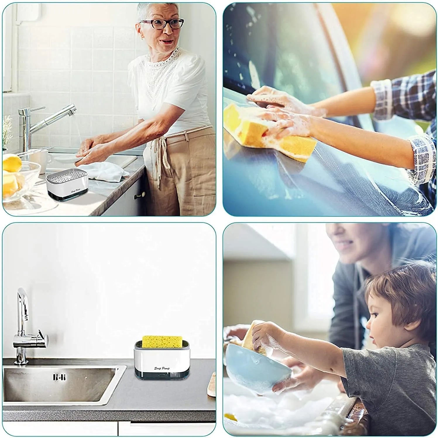 2-in-1 Dish Soap Pump Dispenser and Sponge Holder Cosmia.pk