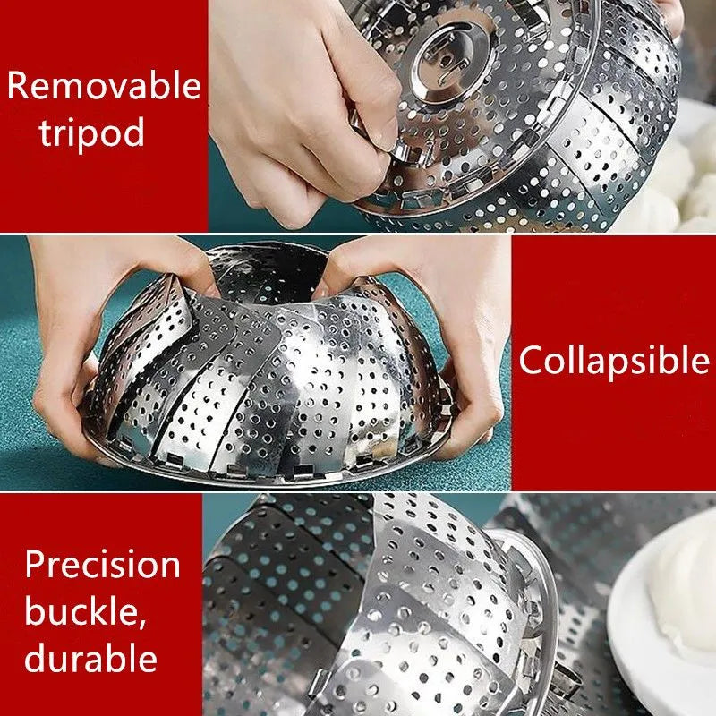 Stainless Steel Folding Expandable Vegetable Steamer Basket-Each Cosmia.pk