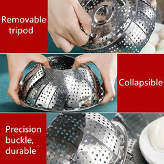 Stainless Steel Folding Expandable Vegetable Steamer Basket-Each Cosmia.pk