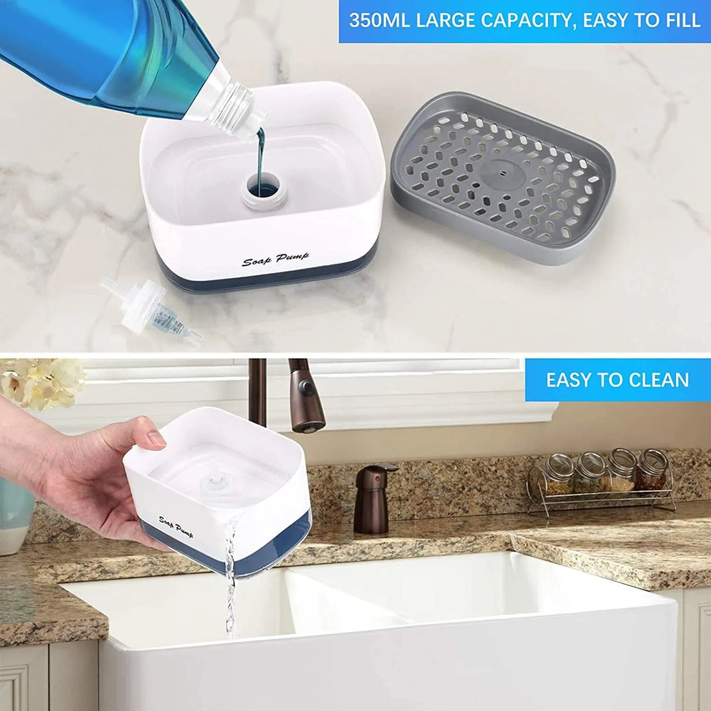 2-in-1 Dish Soap Pump Dispenser and Sponge Holder Cosmia.pk