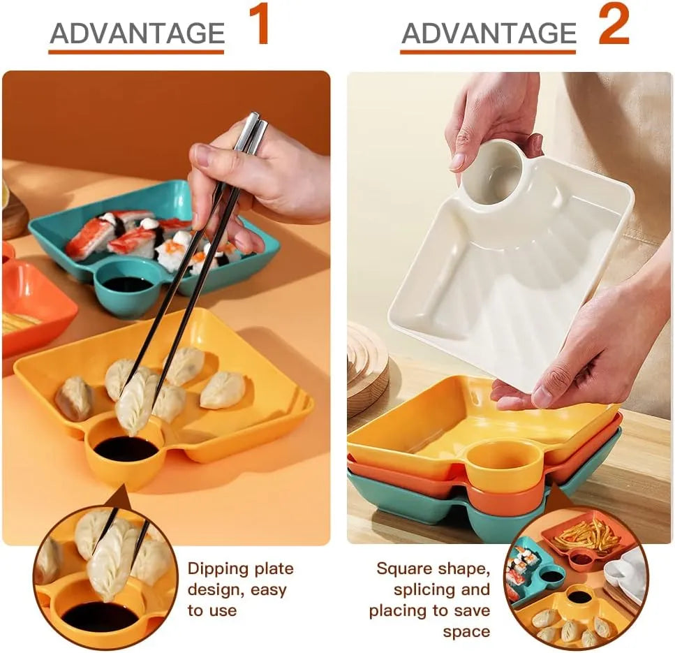 Dumpling & Snack - 4 Piece Plate Set Cosmia.pk
