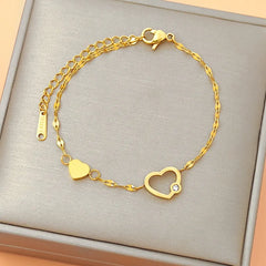 Elegant Gold Heart Charm Bracelet - Each Cosmia.pk