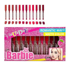 Ks-One NNuEdwE Barbie Inspired Matte Color Lip Gloss - Pack of 12 KS-ONE