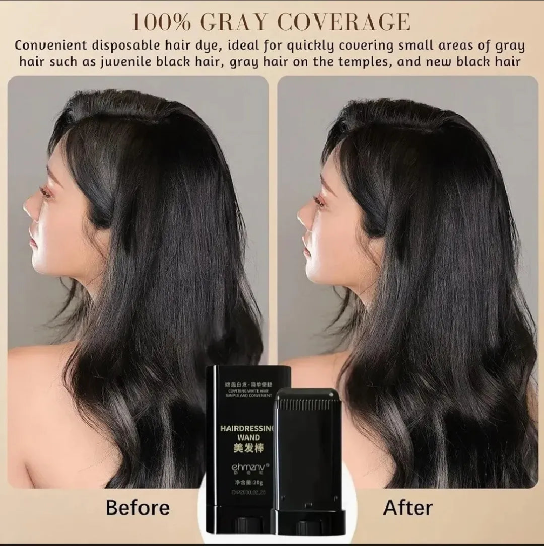 Gegemoon Black Hairdressing Wand – 2-in-1 Natural Color Touch-Up Gegemoon
