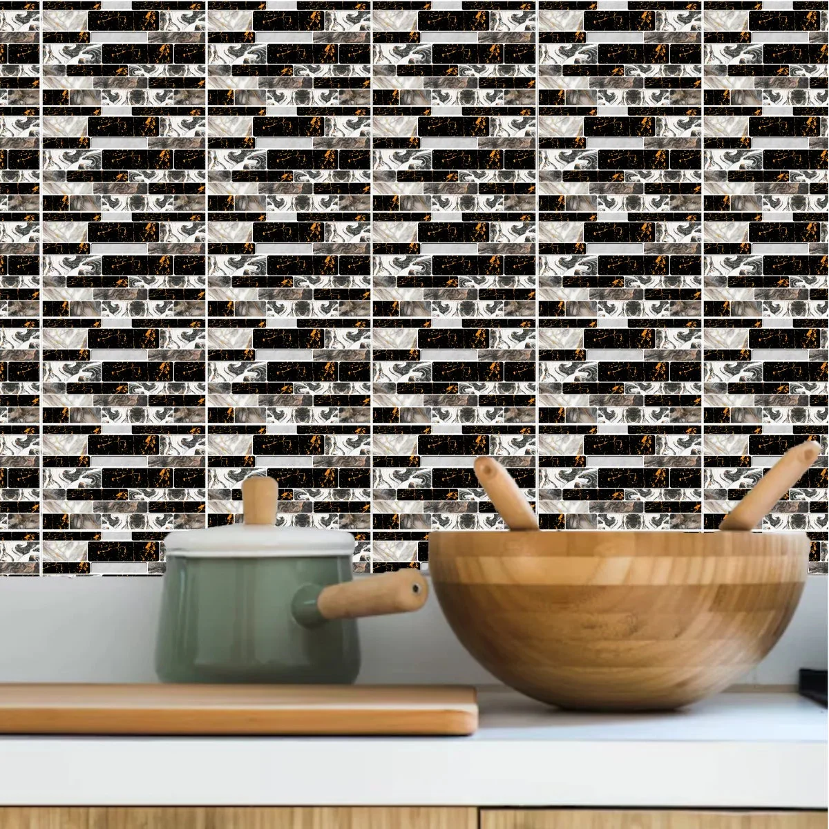 Self-Adhesive 3D Mosaic Tile Wall Stickers-24 pcs set Cosmia.pk