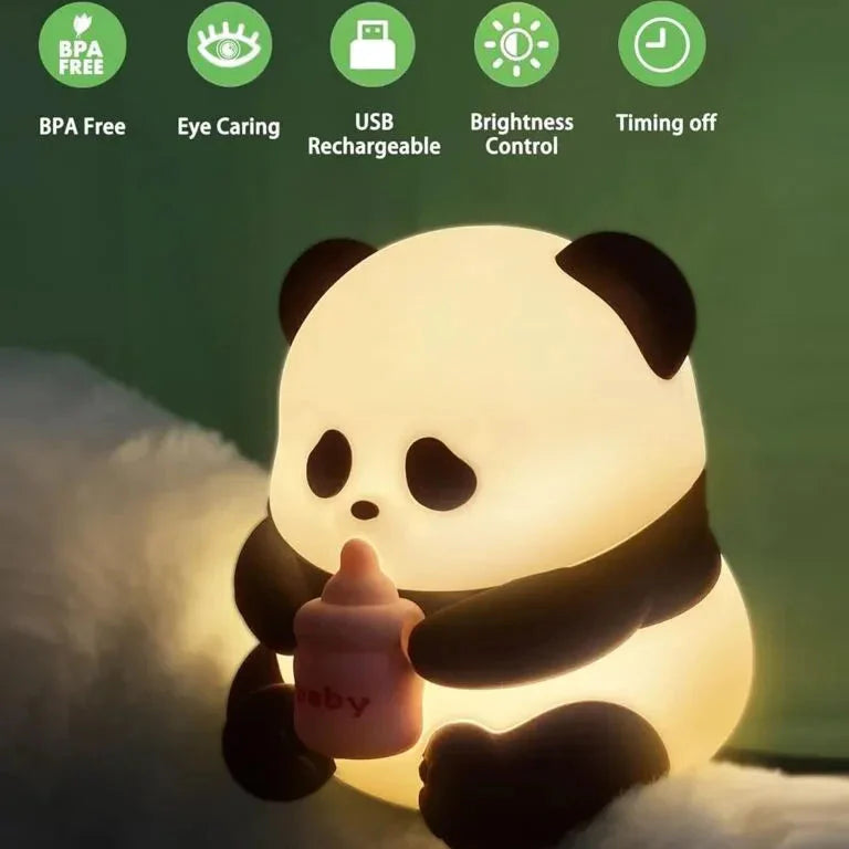 Cute Panda silicone Night Light chargeable lamp Cosmia.pk