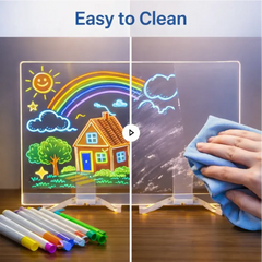 LED Acrylic Note Board with Colorful Marker Pens & Erasable Cleaning Cosmia.pk