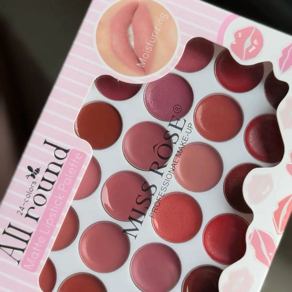 Miss Rose All Round Matte Lipstick Palette – 24 Colors Miss Rose